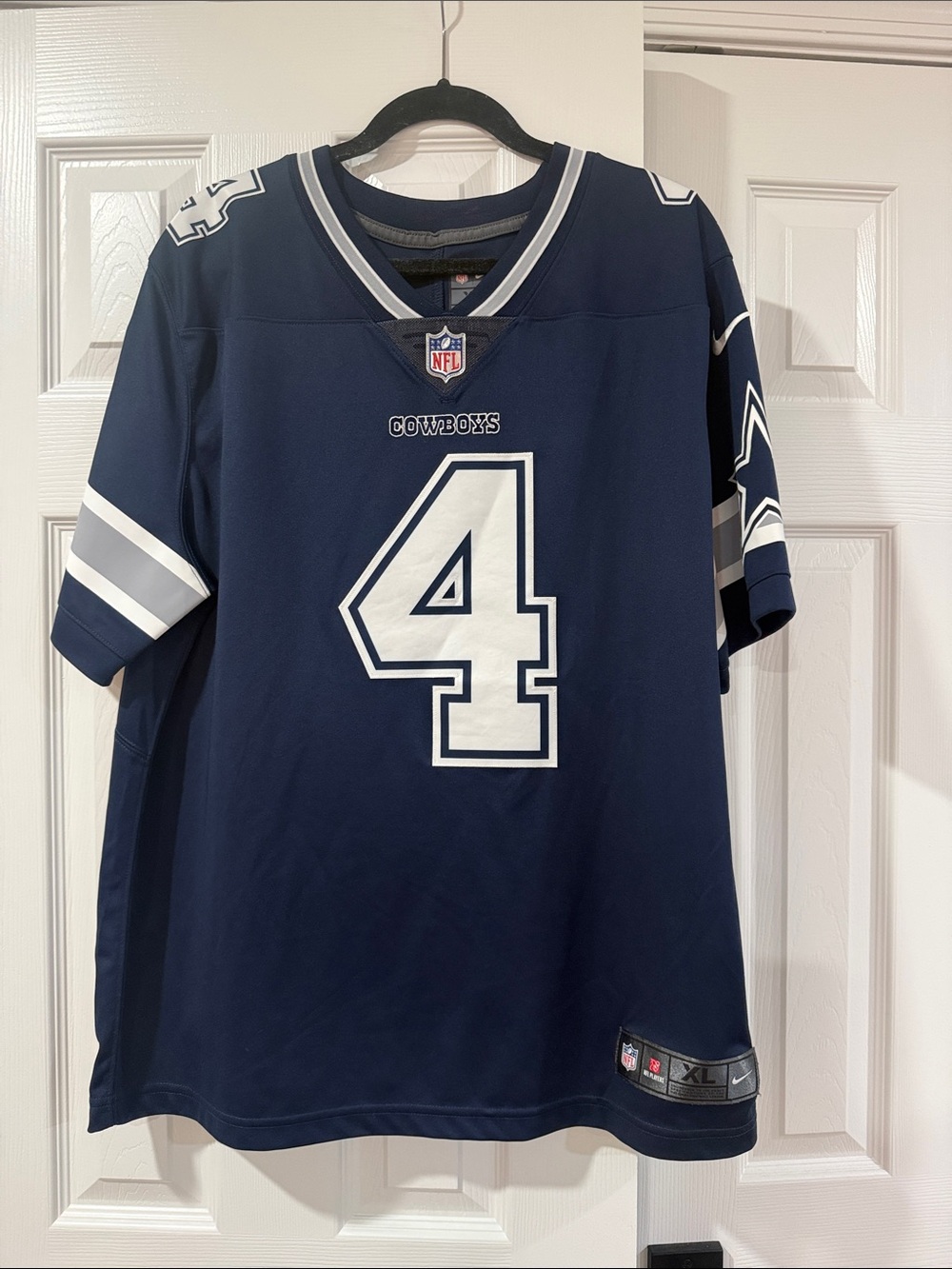 Nike Cowboys Dak Prescott Navy and White #4 Men's Football Jersey